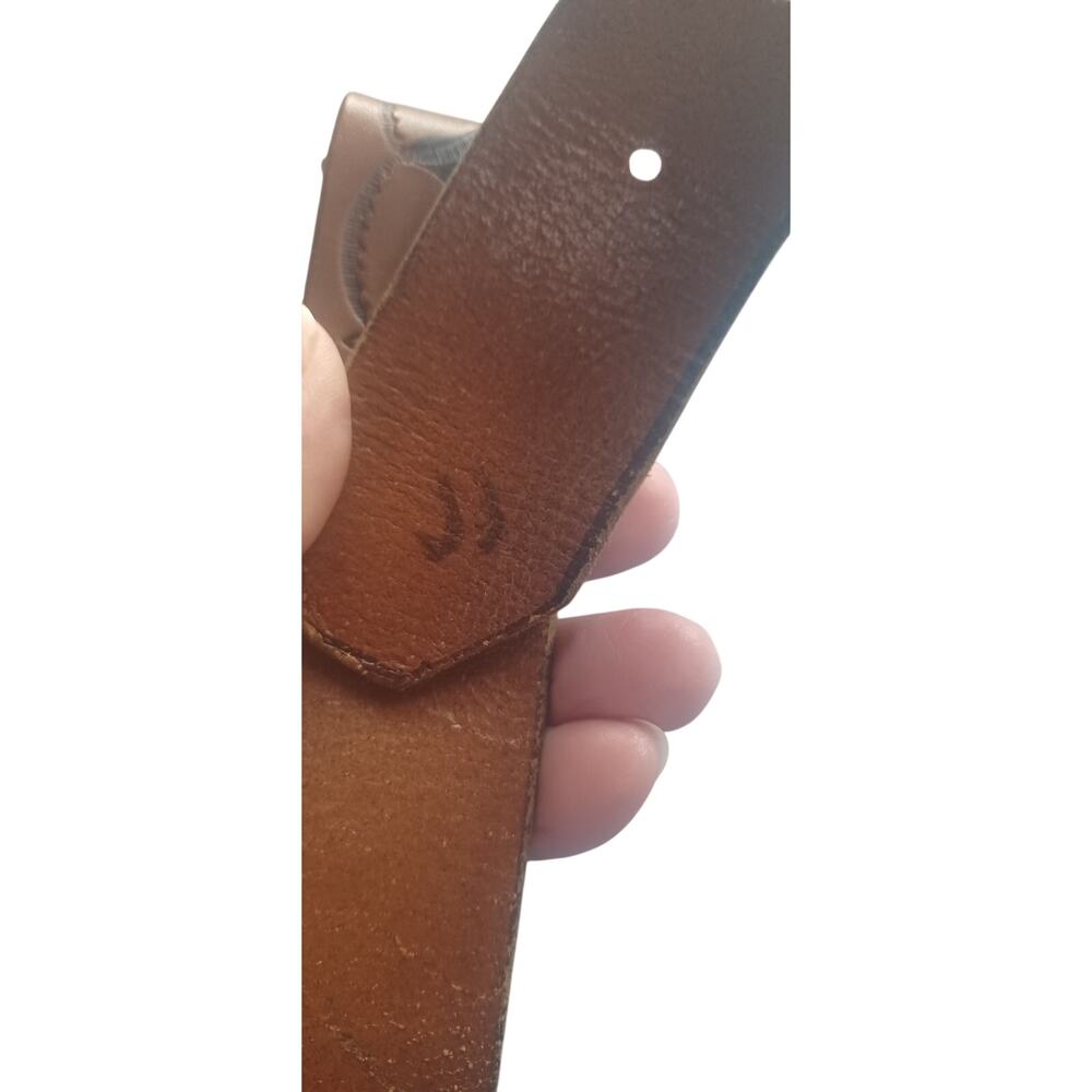 VTG Men's Double J Western Tooled Leather Belt Ornate Tiger's Eye Stone Buckle - Picture 5 of 8